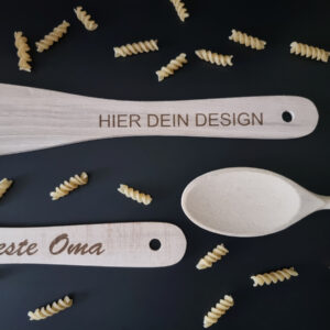 Kochlöffel-Set aus Buchenholz mit Gravur