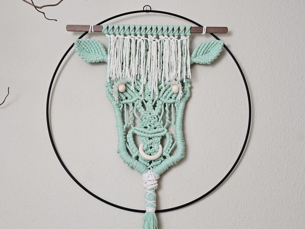 Handgeknüpfte Makramee-Kuh